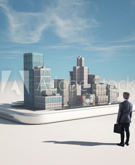 virtual office cityscape